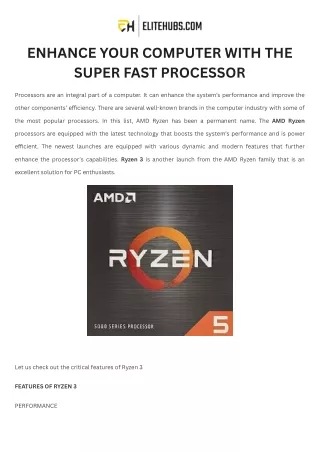 ENHANCE YOUR COMPUTER WITH THE SUPER FAST PROCESSOR