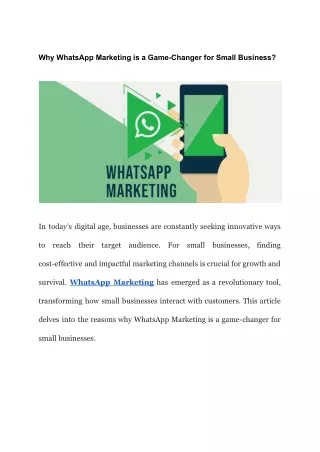 Why WhatsApp Marketing is a Game-Changer for Small Business?