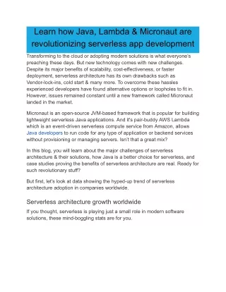 Learn how Java, Lambda & Micronaut are revolutionizing serverless app development