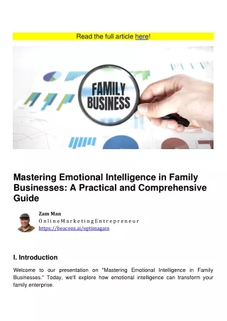 Mastering Emotional Intelligence: Unlock Your Family Business's Potential