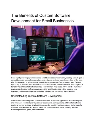The Benefits of Custom Software Development for Small Businesses