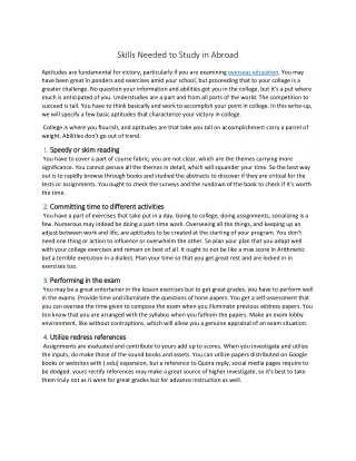 skills needed to study in abroad