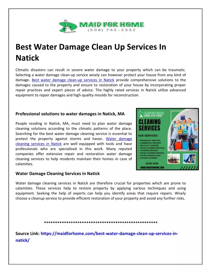 best water damage clean up services in natick