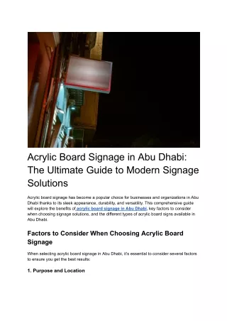 Acrylic Board Signage in Abu Dhabi_ The Ultimate Guide to Modern Signage Solutions