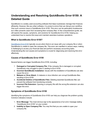 understanding and resolving quickbooks error 6150