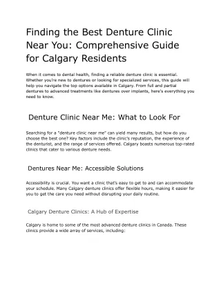 Finding the Best Denture Clinic Near You_ Comprehensive Guide for Calgary Residents