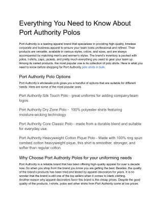 Everything You Need to Know About Port Authority Polos