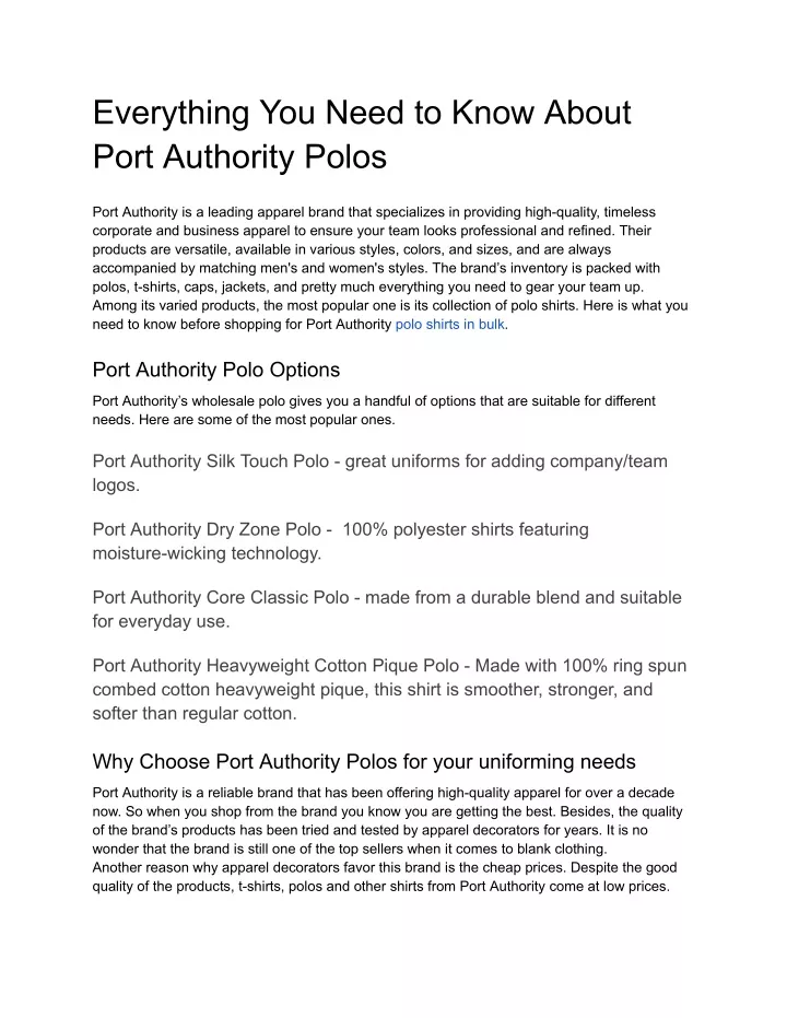 everything you need to know about port authority