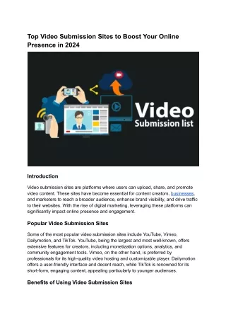 Top Video Submission Sites to Boost Your Online Presence in 2024