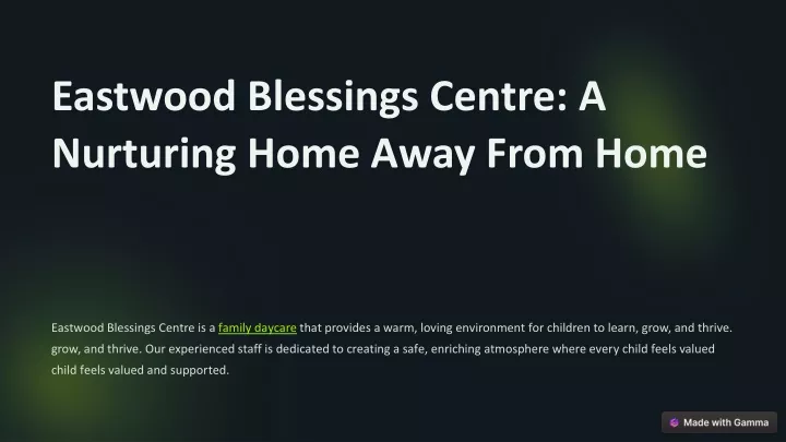 eastwood blessings centre a nurturing home away