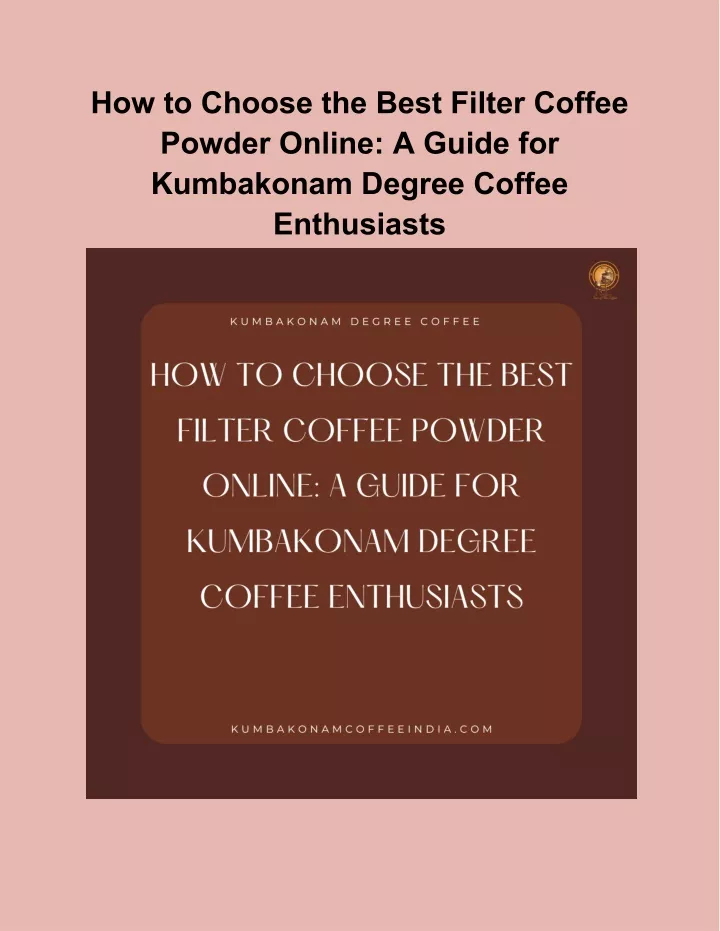 how to choose the best filter coffee powder