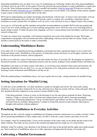 integrating mindfulness into our daily lives
