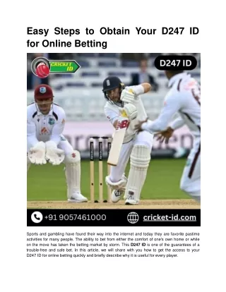 D247 ID: The Greatest Option for Online Betting