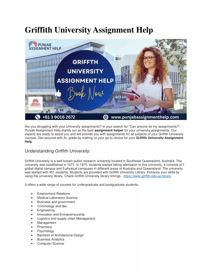 griffith university assignment help