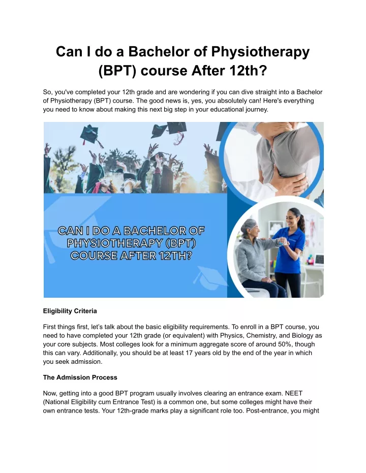 PPT - Can I Do A Bachelor Of Physiotherapy (BPT) Course After 12th ...