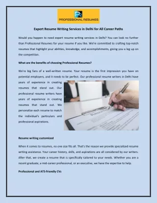 Expert Resume Writing Services In Delhi For All Career Paths