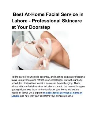 Best At-Home Facial Service in Lahore - Professional Skincare at Your Doorstep