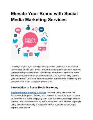 Elevate Your Brand with Social Media Marketing Services