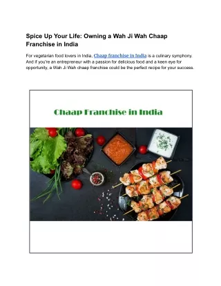 Spice Up Your Life: Owning a Wah Ji Wah Chaap Franchise in India