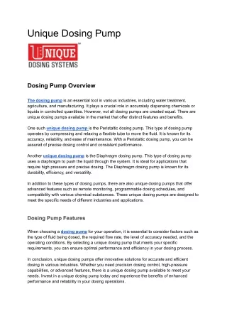 unique dosing pump