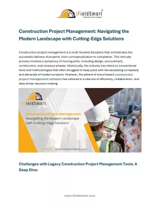 Construction Project Management Navigating the Modern Landscape with Cutting-Edge Solutions