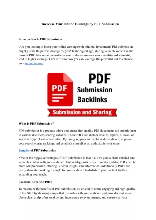 Increase Your Online Earnings by PDF Submission