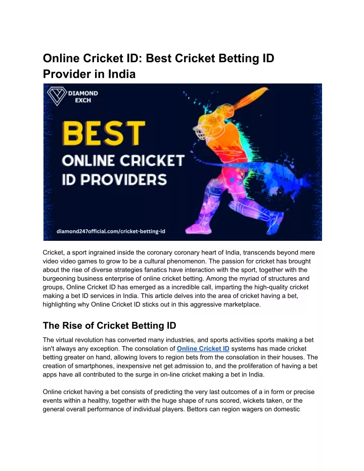 online cricket id best cricket betting