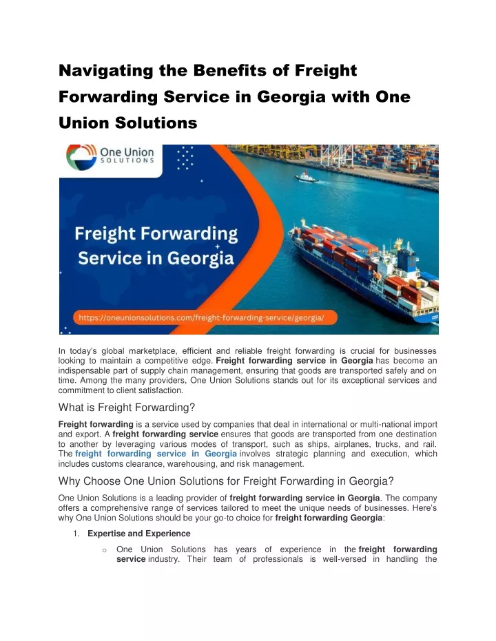 navigating the benefits of freight forwarding