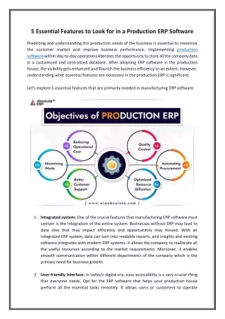 5 Essential Features to Look for in a Production ERP Software