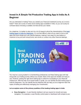 Invest In A Simple Yet Productive Trading App In India As A Beginner