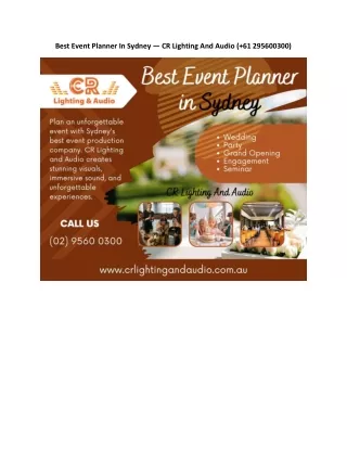 Best Event Planner In Sydney — CR Lighting And Audio