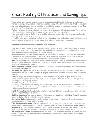 smart heating oil practices and saving tips