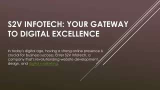 S2V Infotech: Your Gateway to Digital Excellence