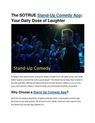 the sotrue stand up comedy app your daily dose of laughter