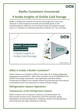 Reefer Containers Uncovered: 4 Inside Insights of OnSite Cold Storage