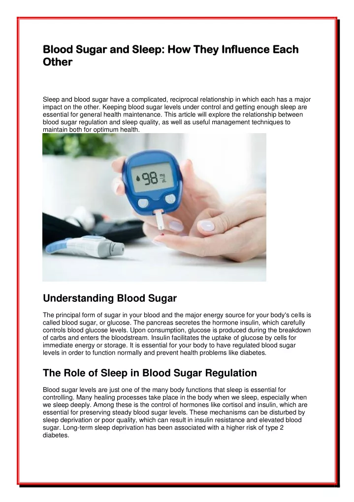 blood sugar and sleep how they influence each