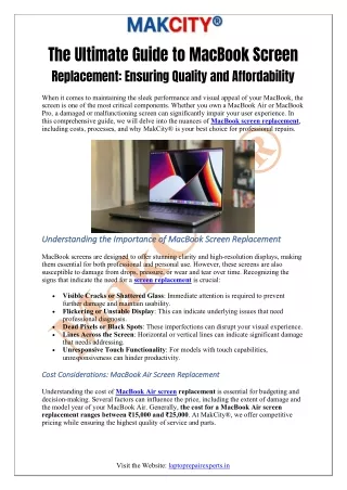 The Ultimate Guide to MacBook Screen Replacement- Ensuring Quality and Affordability