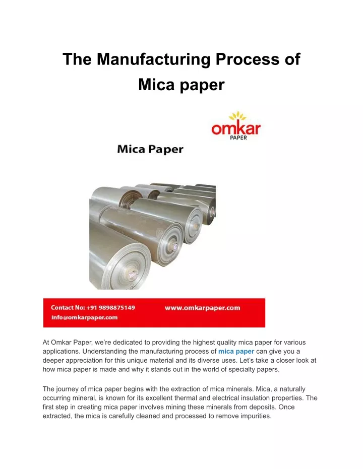 the manufacturing process of mica paper