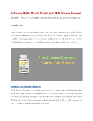 Achieving Better Muscle Growth with SLIN Glucose Disposal