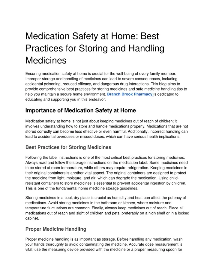 medication safety at home best practices