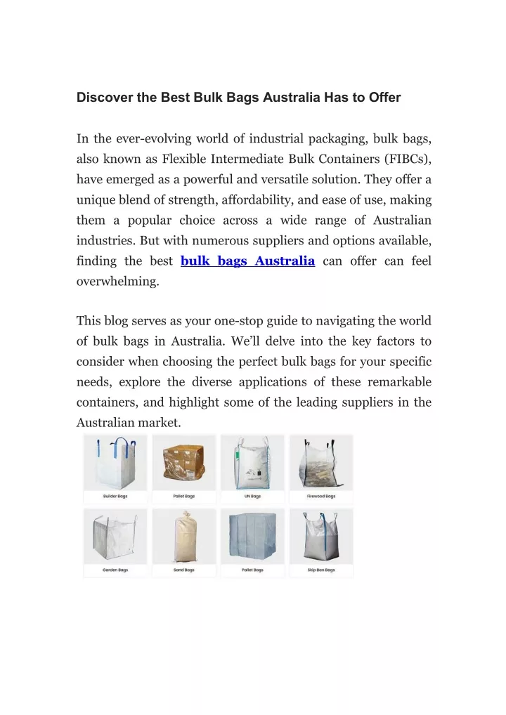 discover the best bulk bags australia has to offer