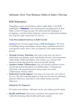 inbizmart Grow Your Business Online