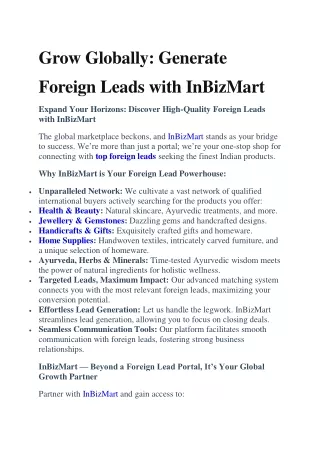 grow globally generate foreign leads with