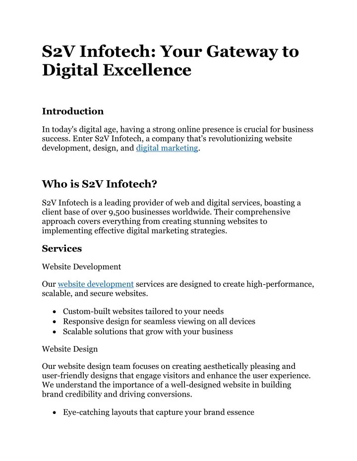 s2v infotech your gateway to digital excellence