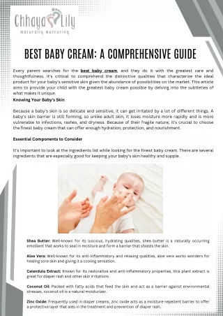 Best Baby Cream A Comprehensive Guide