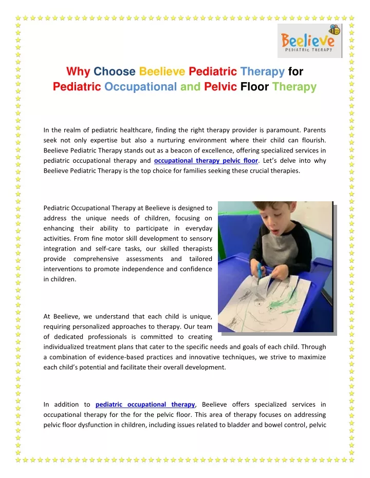 why choose beelieve pediatric therapy