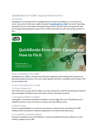 QuickBooks Error 3180 Causes and How to Fix It