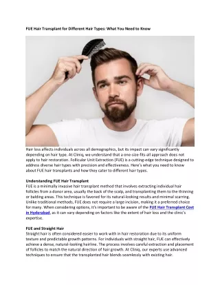 FUE Hair Transplant for Different Hair Types