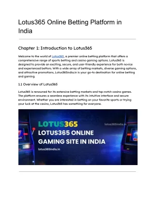 Lotus365 Online Gaming Platform in India