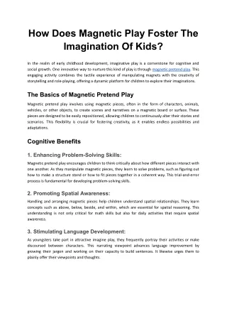 How Does Magnetic Play Foster The Imagination Of Kids